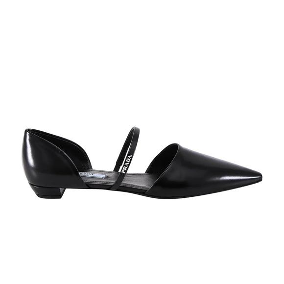 PRADA Logo Strap Pointed toe Ballerina Flats, size 36 - Picture 3 of 9